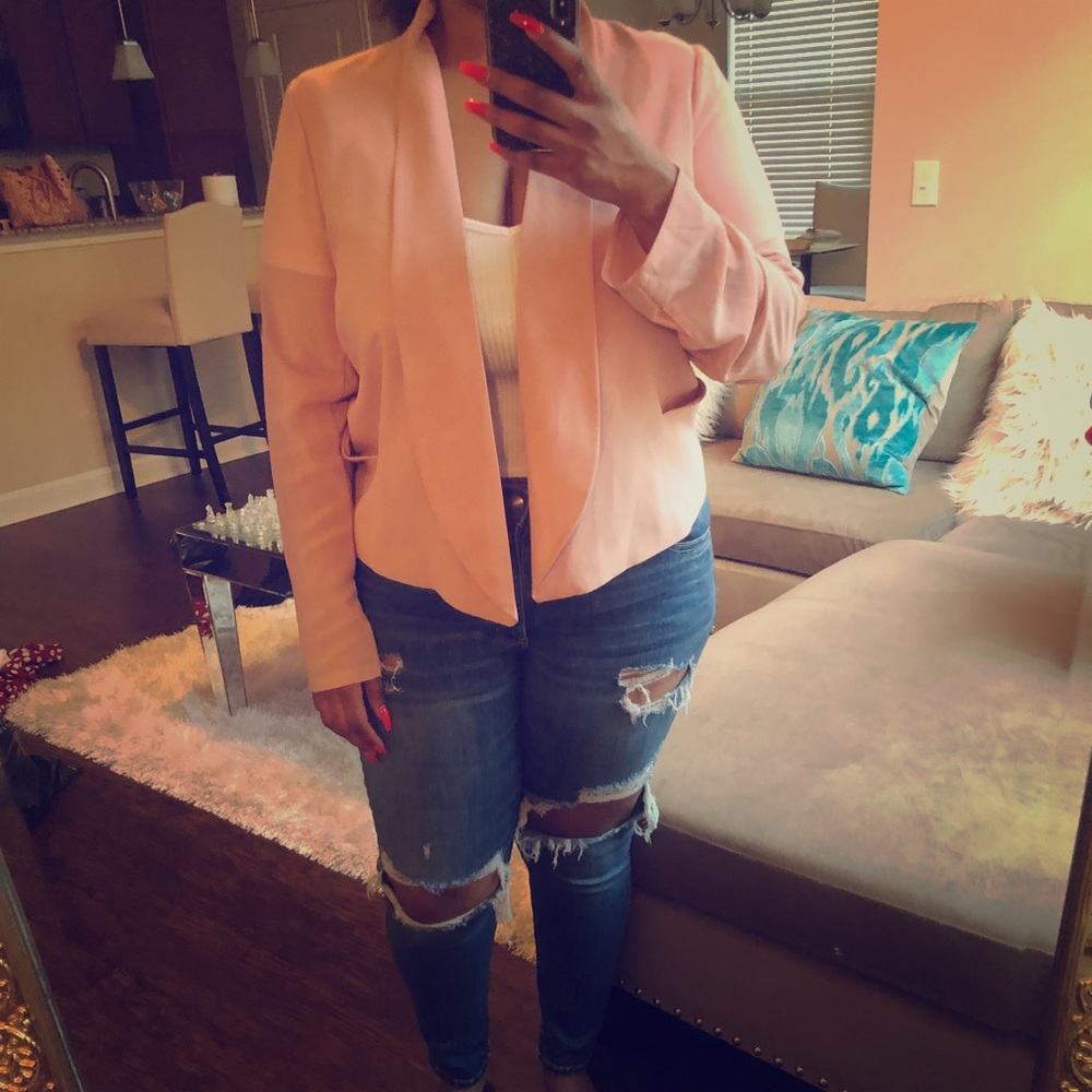 Pink cropped blazer